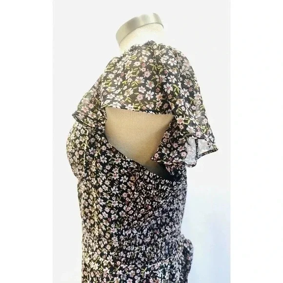 NWT LILY ROSE Juniors Sleeveless Pullover V-Neck Lined Floral Skater Dress Sz XL - Picture 5 of 12